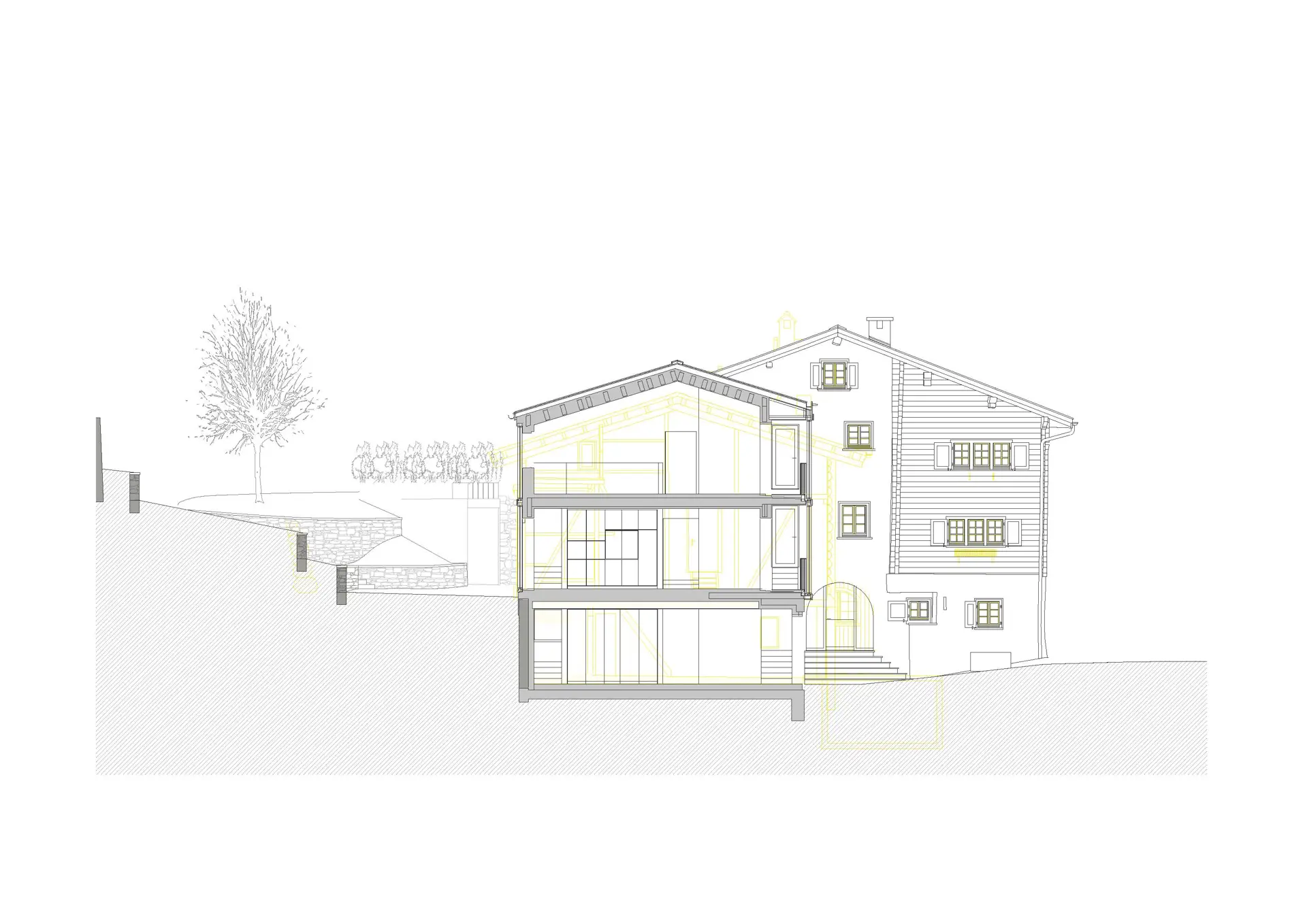 43_Sanierung und Umbau Wohnhaus Canossa mit Stall_Via principala Laax_Schnitt 3